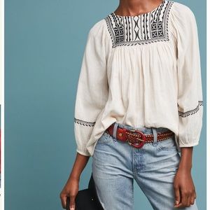 Velvet peasant blouse